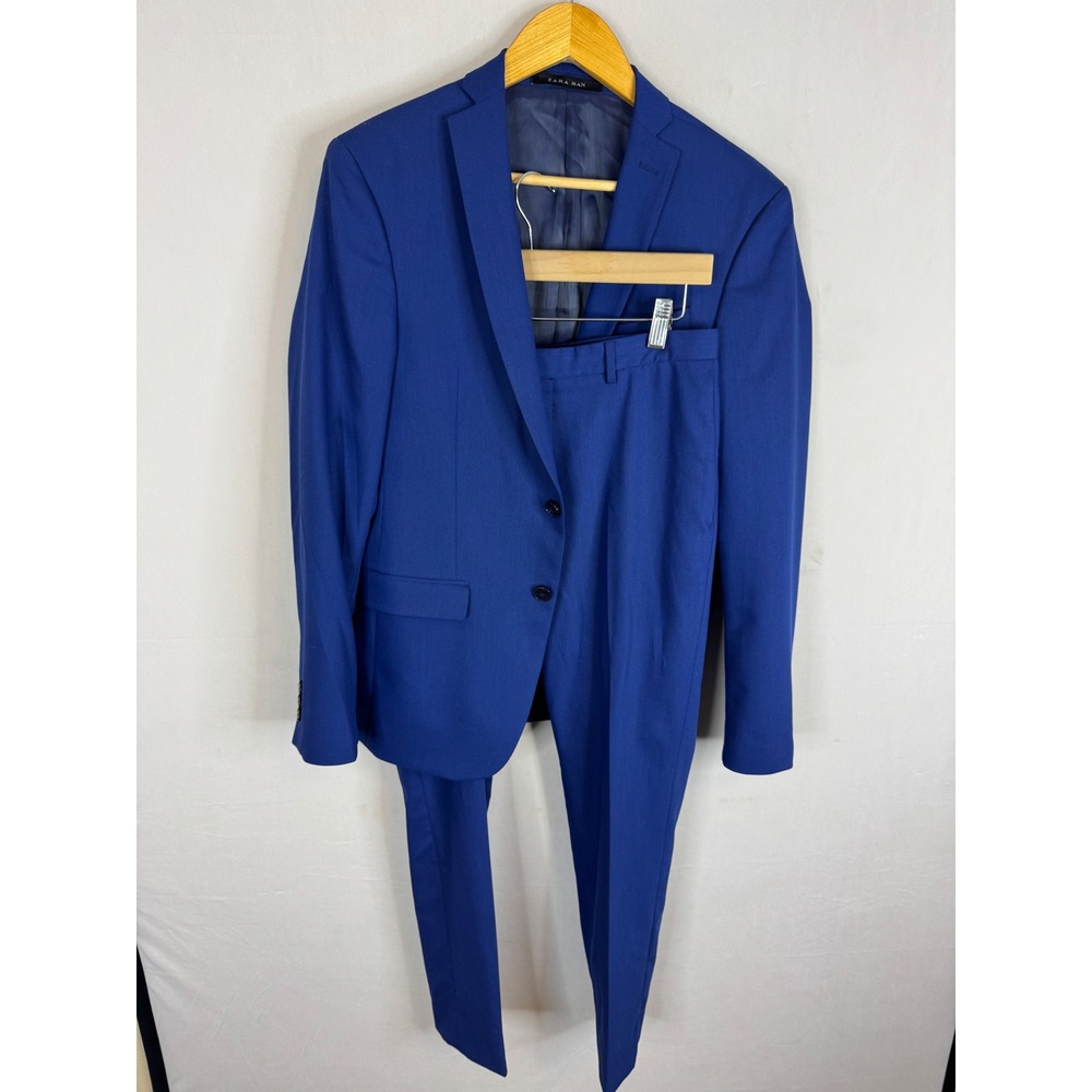 Zara‎ Man Royal Blue Slim Fit Two Piece Suit Blazer 38 Pants 30X30
